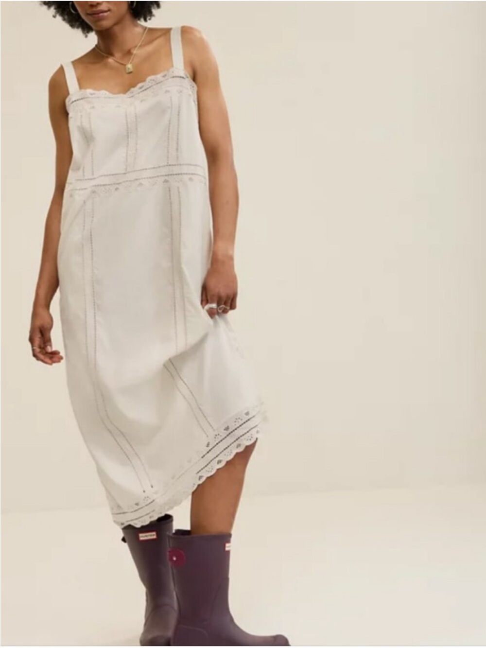 Women's Cream Eyelet Maxi Dress - aerie